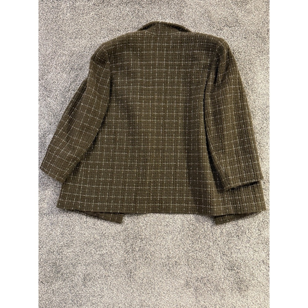 Vintage Linda Allard Ellen Tracy Wool Tweed Blazer Womens 16 Brown Plaid - Picture 8 of 11